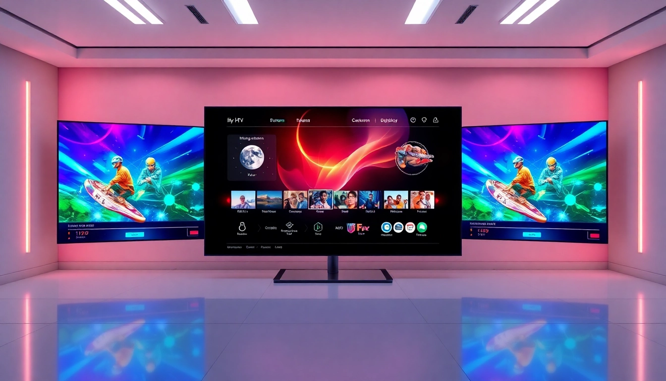 High-quality Atlas Pro IPTV streaming interface with multiple screens, highlighting content variety and user friendliness.