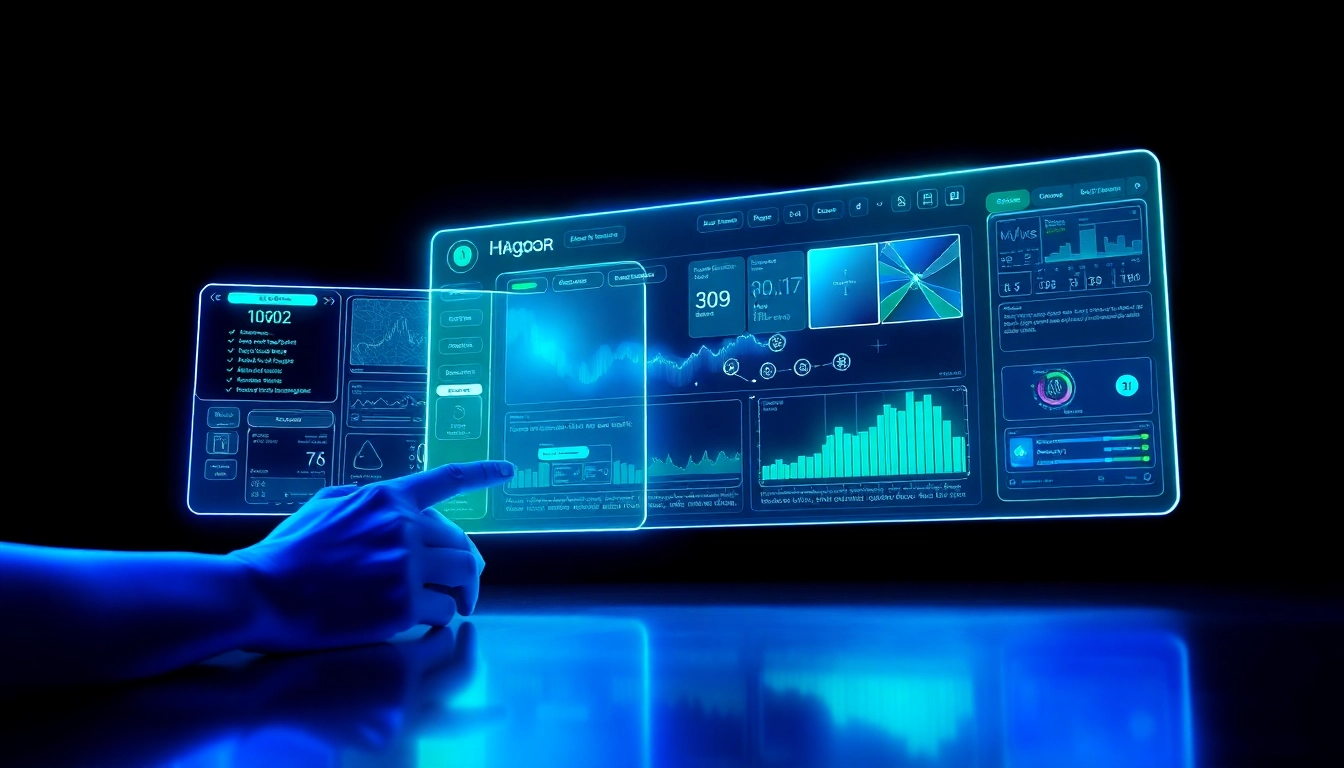 Futuristic AI interface with holographic image editing tools in a dark, high-tech environment