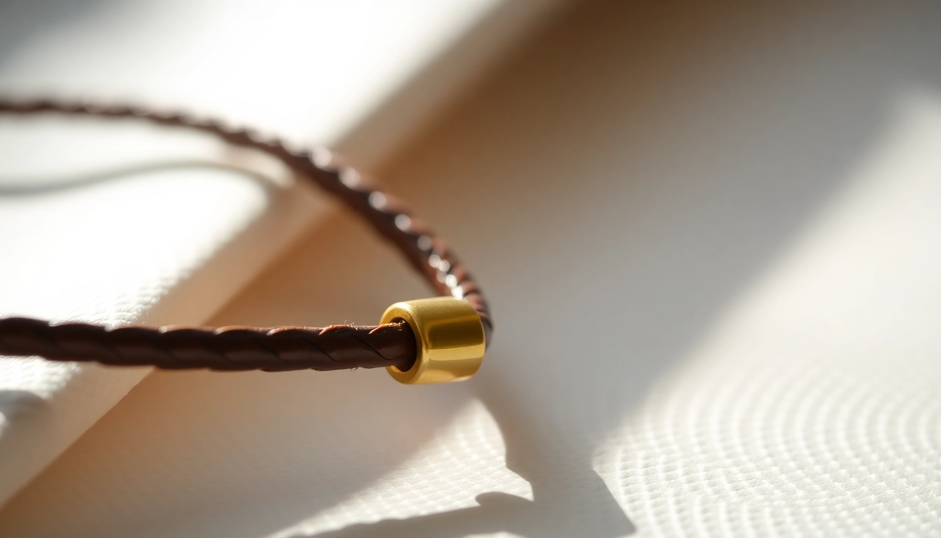 Showcase of a gold bracelet on a string, highlighting fine details and craftsmanship of a zota