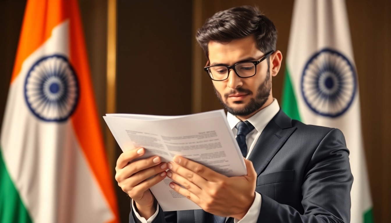 Government Jobs in India Professional candidate preparing for exams with national flag backdrop