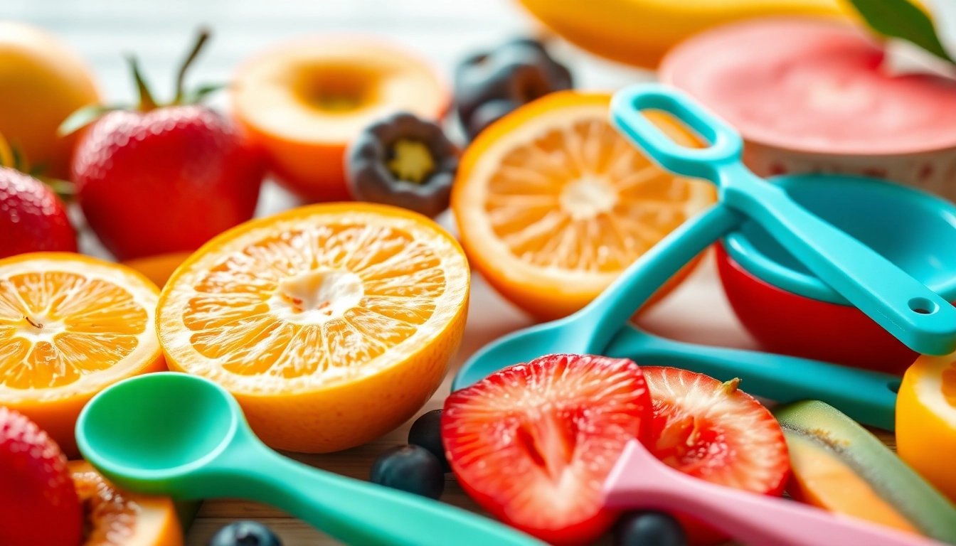 High-quality photo of organic baby foods and Alimenti sani per bambini silicone accessories