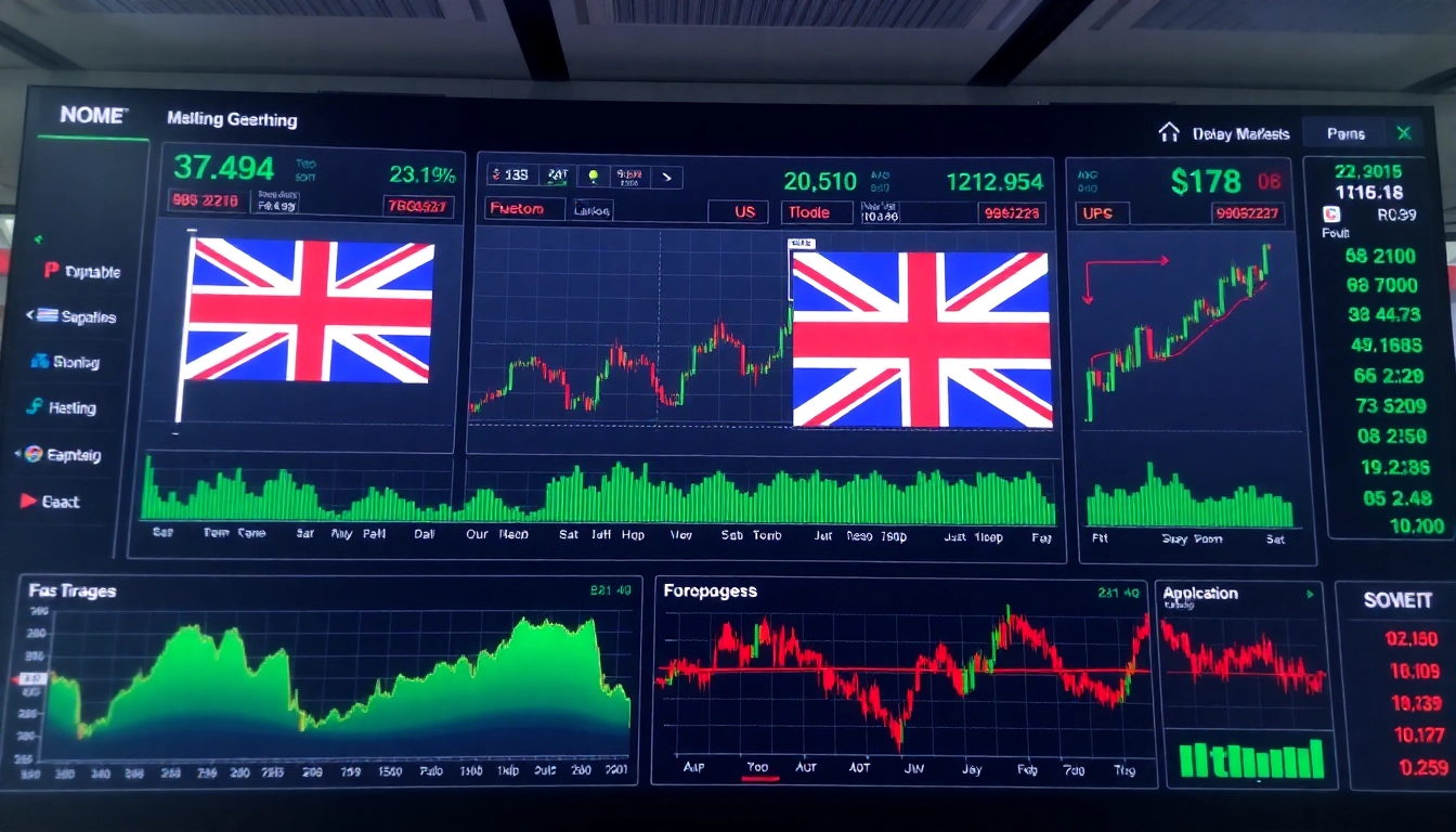 UK Stock and Share News updates displayed on a digital trading platform with charts and graphs