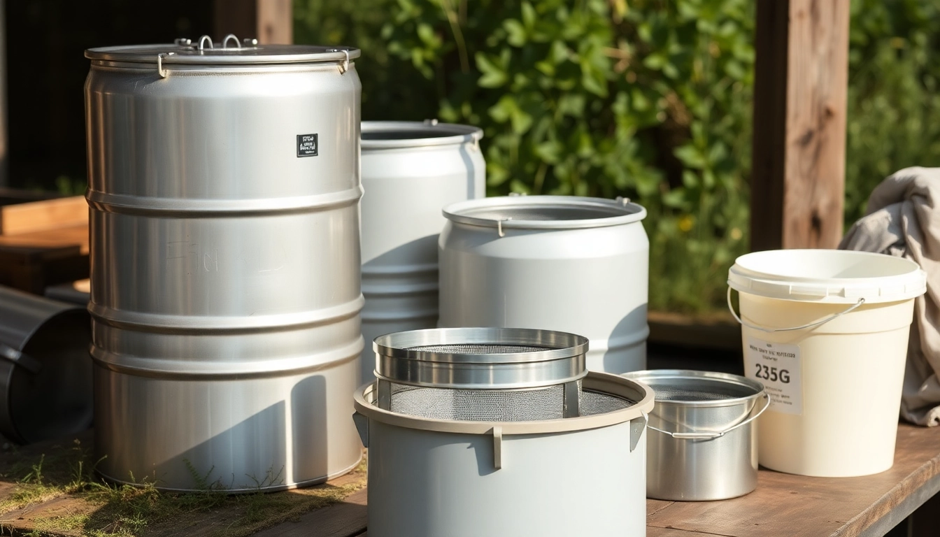 Shop of the beekeeper-apidrochess with stainless steel drip support and large honey drums