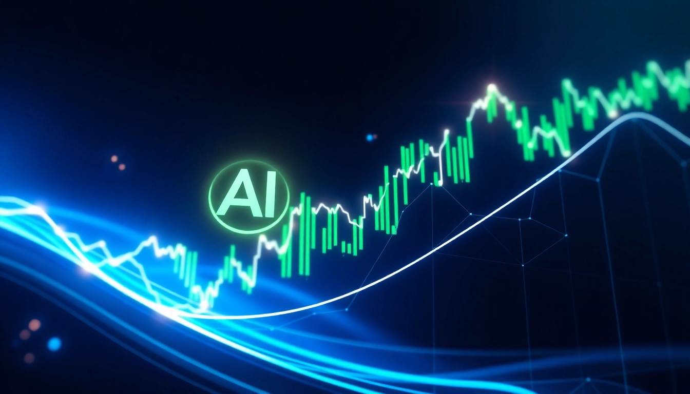 High-tech AICoin market analysis visualization with glowing charts and digital interfaces for